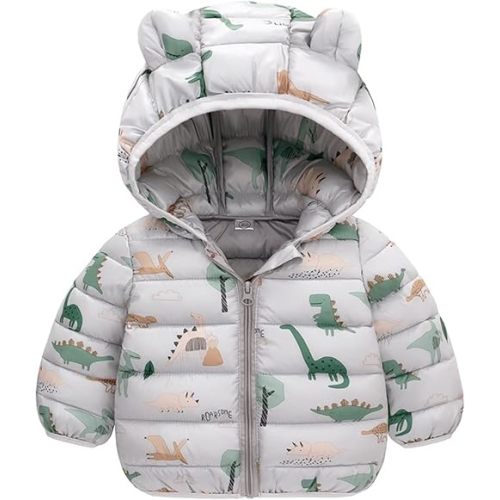 WEONEDREAM 6M-4T Baby Boys Girls Winter Coats with Bear Hoods Unisex Toddler Kids Lightweight Down Jacket