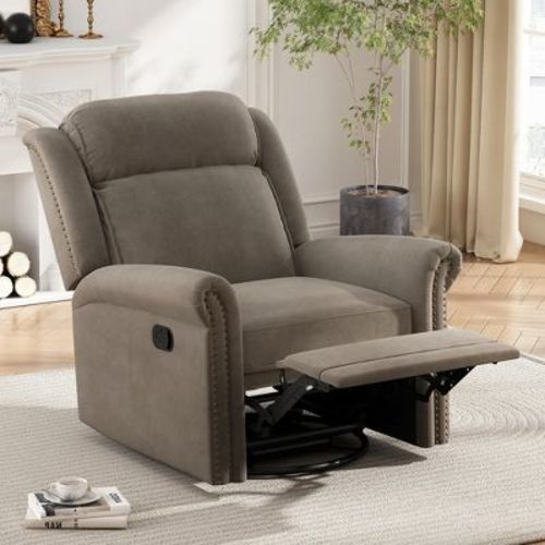 34"W Accent Chair 360° Swivel Manual Rocking Recliner Nursery Chair with Adjustable Backrest for Living Room -ModernLuxe