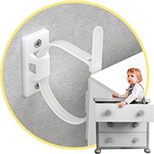 4our Kiddies Furniture Straps (10 Pack) Baby Proofing Anti Tip Furniture Anchors Kit, Cabinet Wall Anchors Protect Toddlers from Falling Furniture, Adjustable Child Safety Straps Earthquake Resistant
