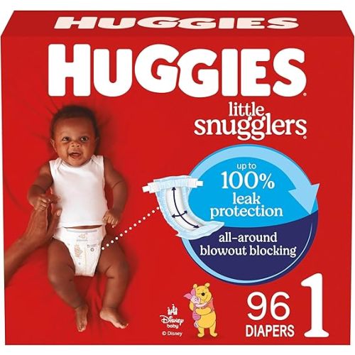 Huggies Size 1 Diapers, Little Snugglers Baby Diapers, Size 1 (8-14 lbs), 96 Count, Packaging May Vary
