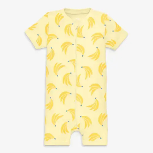 Baby organic zip shortie in bananas | Primary.com