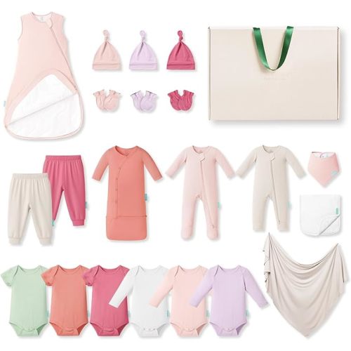 PurComfy Bamboo Newborn Clothes Gift Set: 21-Piece Baby Girl Layette Set, Infant Clothes Essentials — Everything Premium Set