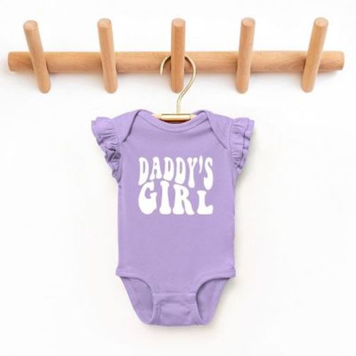 The Juniper Shop Daddy's Girl Wavy Baby Flutter Sleeve Bodysuit - 12 Month - Lavender
