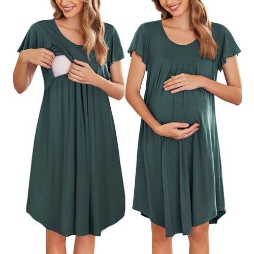 Nursing Nightgown Labor and Delivery Gow Breastfeeding Maternity Dress