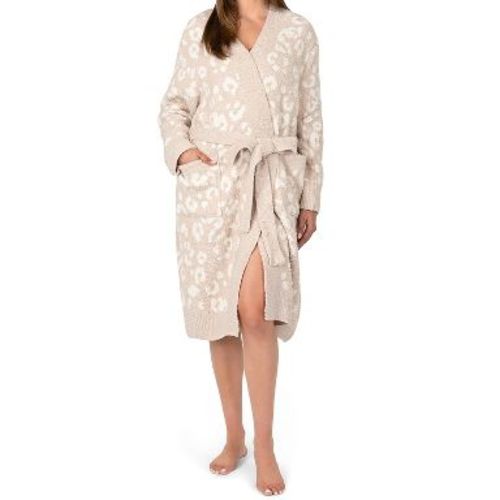 PAVILIA Premium Womens Plush Robe, Super Soft Fuzzy Bathrobe, Cozy Spa Robe with Pockets for Women (Beige Cheetah, Large-X-Large)