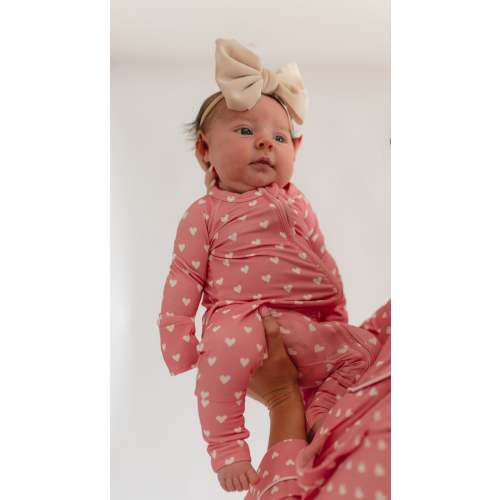 Infant Romper in Pink Hearts – Silks