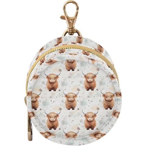 Highland Cow Pattern Portable Baby Pacifier Holder Case with Clip