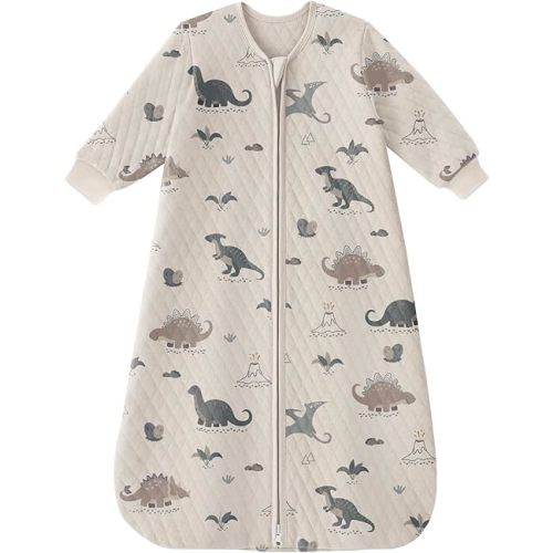 Yoofoss Baby Sleep Sack 6-12 Months 1.0 Tog Long Sleeve Sleep Sack Organic Cotton Wearable Blanket for Infants 2-Way Zipper Quilted Sleeping Sacks(Medium)