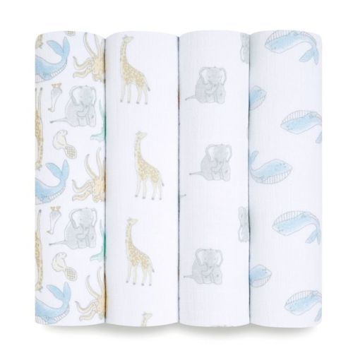 aden + anais essentials 4pk Cotton Muslin Swaddle Blankets - Natural History