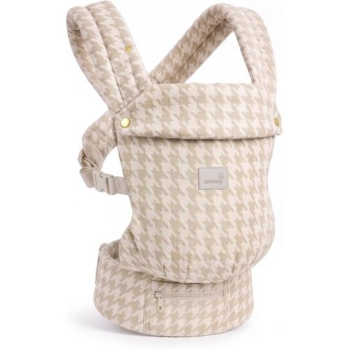 GROWNSY Baby Carrier, Infant 7-44 lbs, with Head Support, Beige Houndstooth