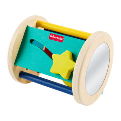 Fisher-Price Wooden Crawl After Roller Baby Activity Toy For Sensory & Motor Skills Development