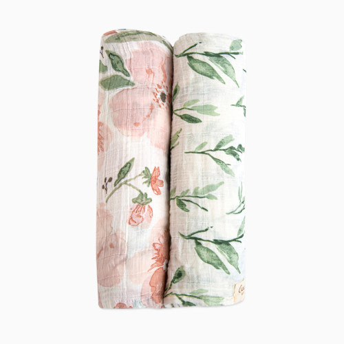 Crane Baby Cotton Muslin Swaddles (2 Pack) - Parker Floral And Leaf