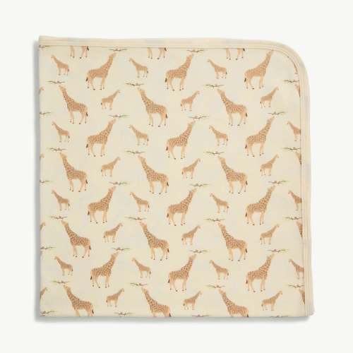 Cream Jolie Giraffe Organic Cotton Swaddle Blanket