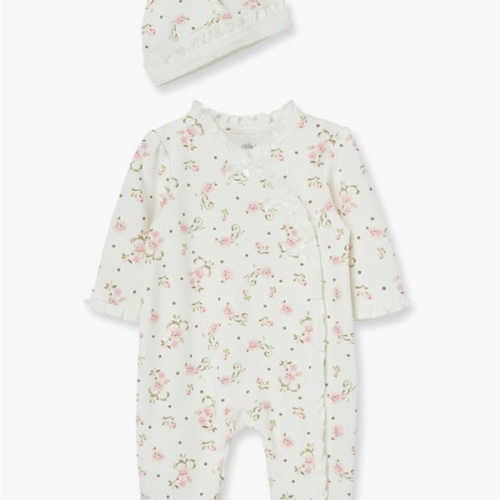 Little Me Clothes for Baby Girls' 100% Cotton Scratch-Free Tag Footie Sleeper, Preemie to 9 Months