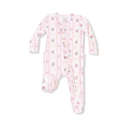 Ogee Lace Floral - 2 Way Ruffle Zipper Footie