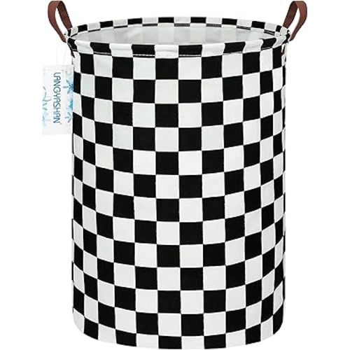 LANGYASHAN Laundry Basket Canvas Fabric Collapsible Organizer Basket for Storage Bin Toy Bins Gift Baskets Bedroom Clothes Children Nursery Hamper (Racing flag)