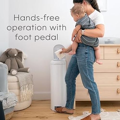 Diaper Genie Platinum Pail (Lilly White) + Easy Roll Refill (30 Bags) Bundle