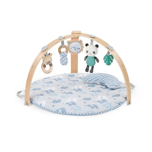 Ingenuity Cozy Spot Reversible Duvet Activity Gym & Play Mat with Wooden Toy bar - Loamy, Newborn and up