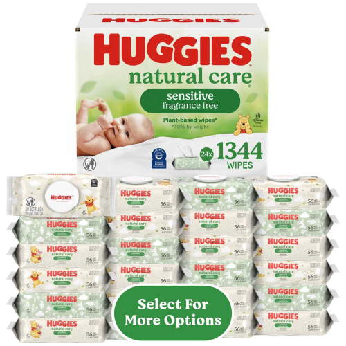 Huggies Natural Care Sensitive Baby Wipes, Unscented, 24 Packs, 1344 Total Count (Select for More)