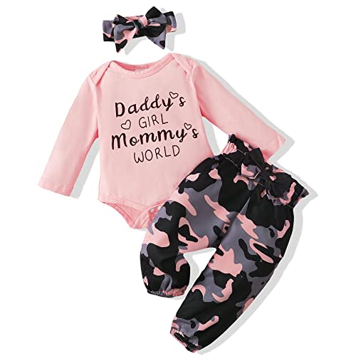 Renotemy Newborn Baby Girl Clothes Outfits Infant Romper Ruffle Floral Pants Cute Toddler Baby Girl Clothes Set
