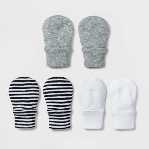 Baby 3pk Basic Mittens - Cloud Island™ White/Gray/Black