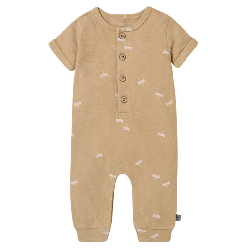 Modern Moments by Gerber Baby Boy Short Sleeve Henley Romper, Sizes 0/3 Months - 24 Months
