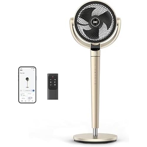 Dreo Pedestal Fan with Smart Control, 43'' Inches, 150°+120° Omni-Directional Oscillating Quiet Fans for Bedroom, 110ft Circulator Fan with DC Motor, 9 Speeds, 6 Modes, 12H Timer, Wi-Fi/Voice/Alexa
