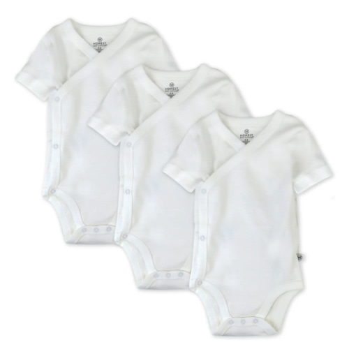 3 Pack Short Sleeve Side Snap Bodysuits 0-3