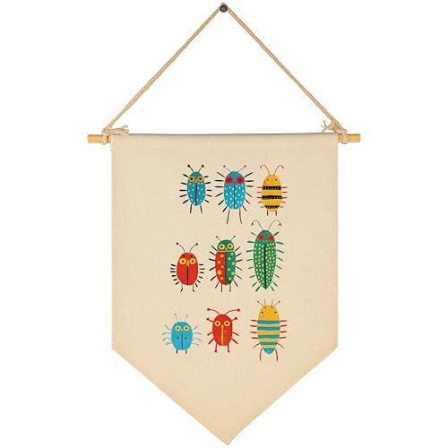 Whimsical Bugs Wall Art-Nursery Baby Room Playroom Wall Decor Gift for Kid Girl Boy Teen-Baby,Shower Birthday Christmas Gift-Canvas Hanging Banner Pennant Flag Decor-Colorful Insects