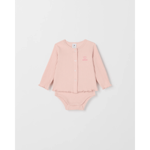 Baby Organic Cotton Rib Bodysuit with Cardigan Set - Lotus