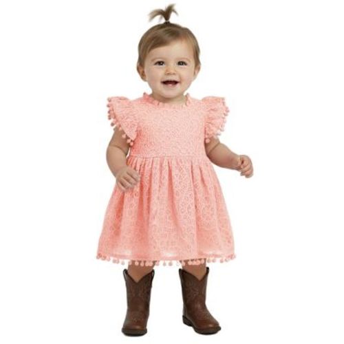 2Bunnies Lace Pom Pom Trim Baby Girl Dress