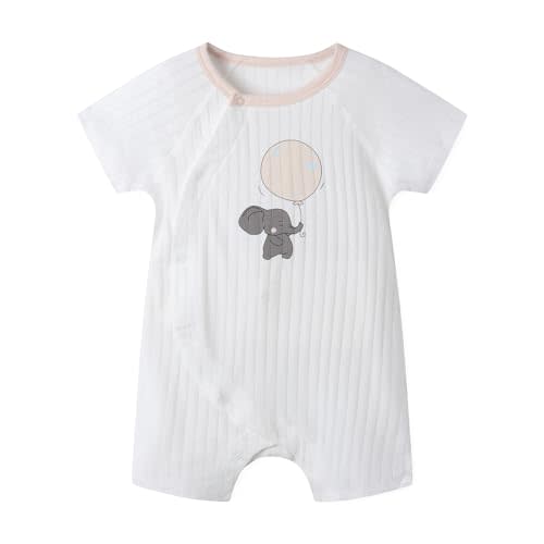 Organic Baby Romper Breathable Pointelle Newborn Bodysuit Natural Dye Short Sleeve Snap-Up Summer Outfit