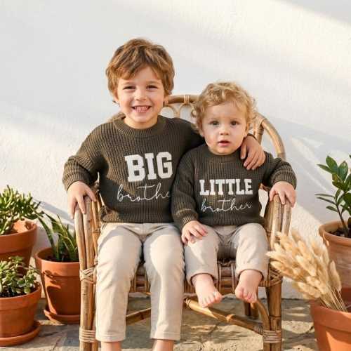 Big Bro Little Bro Vintage Matching Sweaters, Personalized Sibling Outfit, Baby Announcement, Baby Shower Gift