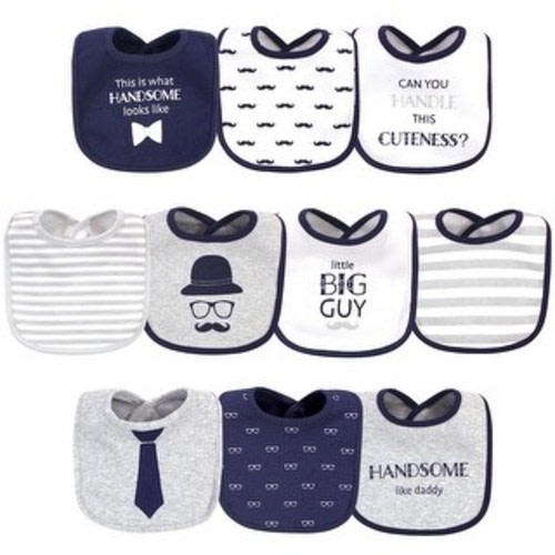 Hudson Baby Infant Boy Cotton Bibs 10pk, Handsome Like Daddy, One Size - Handsome Like Daddy - One Size
