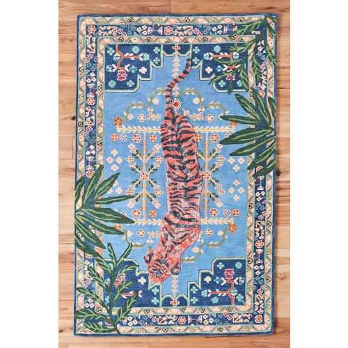 Hand Tufted Wool Blend Bengal Tiger Rug 5 x 8