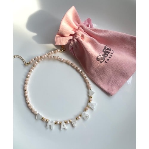 Toddler Custom name necklace, mother of Pearl letter name necklace, kids beaded necklace, back to school gift for girls, kids birthday gift