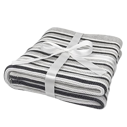 Little Peanuts Unisex Baby Blanket for Girl and Boy - Baby Receiving Plush Cotton Knit Nursery Blanket for Baby Boy and Girl - Baby Swaddle Blanket for Toddler - 40 x 30 Inches - Grey
