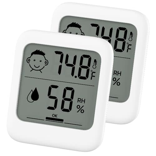 HATUSOKU Pack of 2 Digital Thermometer and Hygrometer with Comfort Face Display, Hygrometer, Stand, Magnet, Hanging, Simple, Infectious Disease Prevention, Heat Stroke Prevention