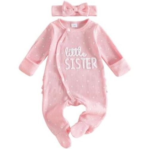 Little Sister Little Brother Newborn Baby Girl Boy Fall Outfits Romper
