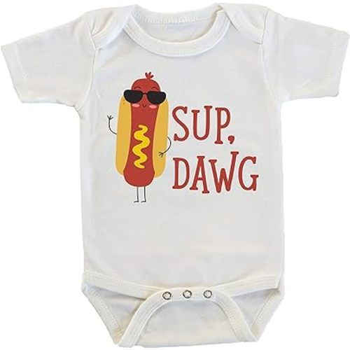 Witty and Bitty Sup Dawg Hot Dog Food Meme Onesie/Bodysuit