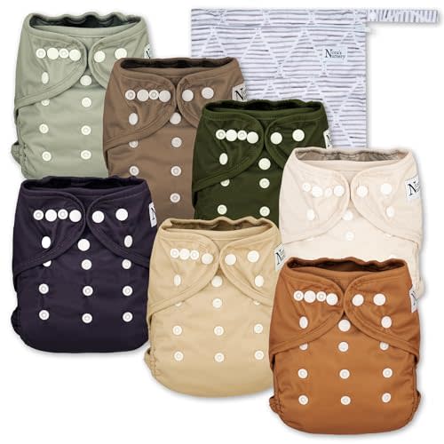 Nora's Nursery Cloth Diaper Cover, Reusable Cover with Snap Closure, Shell for Prefold, Flat, or Fitted Inserts, Includes Wet Bag - Down to Earth