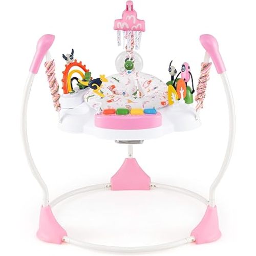 INFANS Baby Activity Center Jumper with Music, Light, Interactive Toys, 360°Rotating Seat, 3 Heights for 6+ Months (Pink)