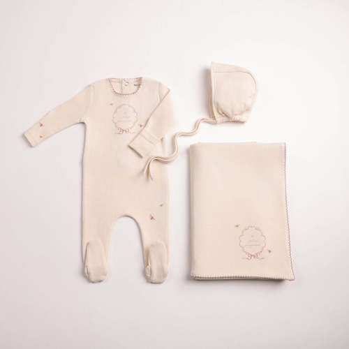 Bee & Dee Cream Girls Botanical Crest Layette Set
