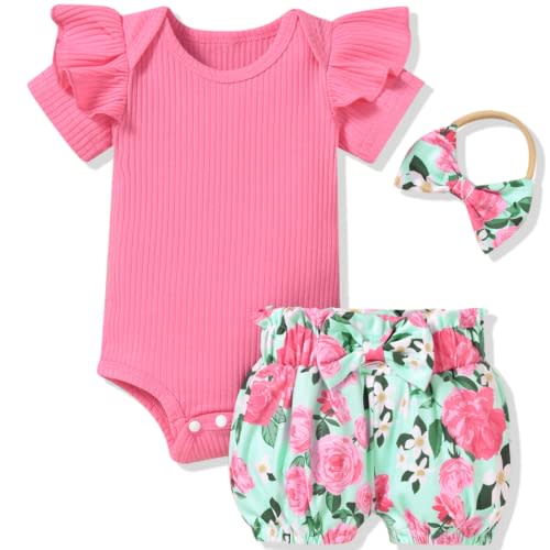 Aalizzwell Baby Girls Ribbed Bodysuit Bloomer Shorts Outfits Summer Clothes