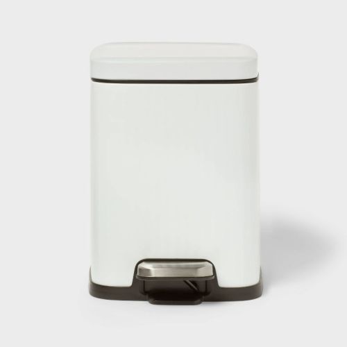 4L Ribbed Stainless Steel Step-On Trash Can White - Brightroom™