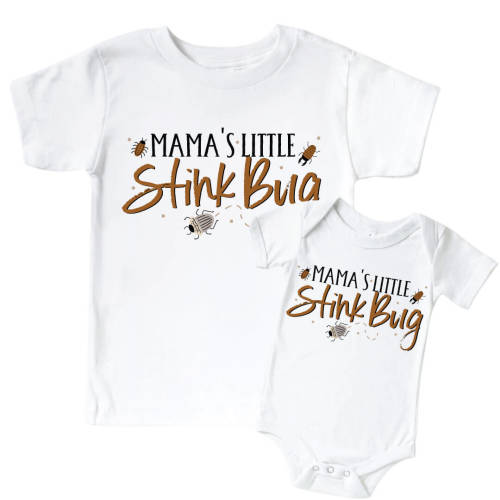 Mama's Stink Bug Graphic Bodysuit & Kids Tee | White