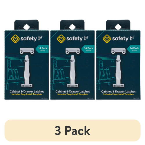 (3 pack) Safety 1st Cabinet & Drawer Latch (14pk), White, Toddler