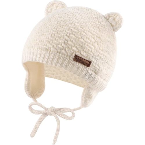 JANGANNSA Cute Infant Toddler Baby Boys Hat Bear Ears Baby Girls Beanie Cotton Lining Earflap Kids Hat Spring Autumn 0-2Y