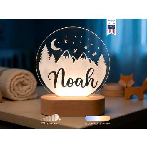 Mountains Custom Name Light | Personalized Bedroom LED Cloud Decor Sign | Light up Sign | Daughter/Son gift Sign /Boy Gift/ Girl Gift