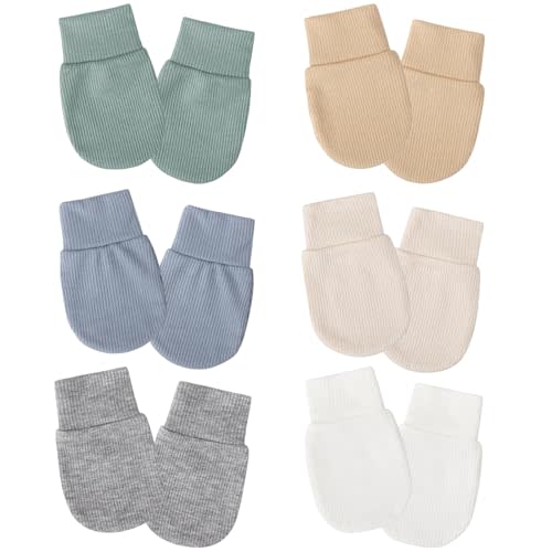 AQOKKA Newborn Baby Mittens No Scratch Elastic Wrist Gloves Infant Toddler Mittens for Baby Boy Girl 0-6 Months
